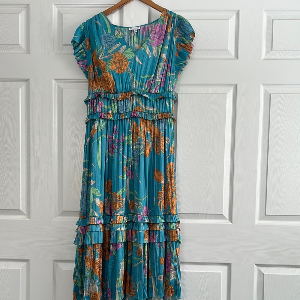 Teal Floral Tiered Maxi Dress - Women